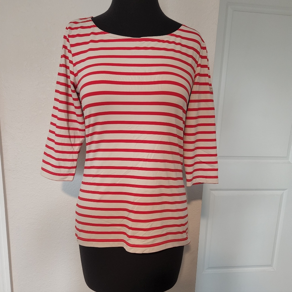 Saint James Red and White Striped Long Sleeve Top